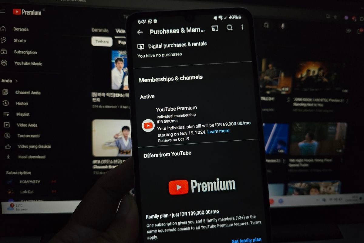 Harga YouTube Premium